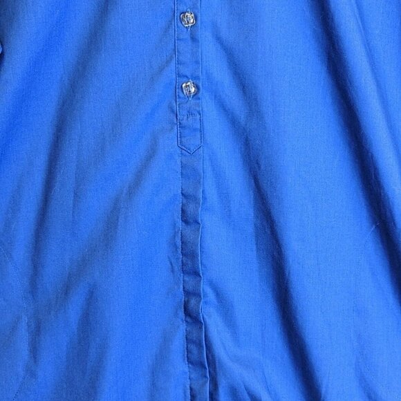 Orvis Carefree Womens size 16 Button Front Blue Blouse Long Sleeve Pockets Top - Picture 8 of 10